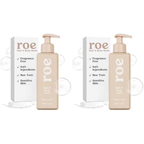Roe Wellness- Toddler & Baby Body Wash & Shampoo Moisturizing Clean Ingredients | Suitable for Sensitive Skin, Fragrance-Free, Natural Vanilla Scent, Fresh Cleaning | 9.4 fl oz. (Pack of 2)