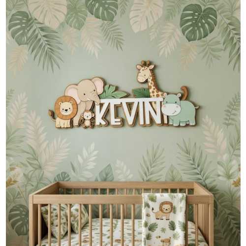 Personalized Baby Name Sign, Custom Metal Name Sign for Nursery, Animal Themed Decor for Kids