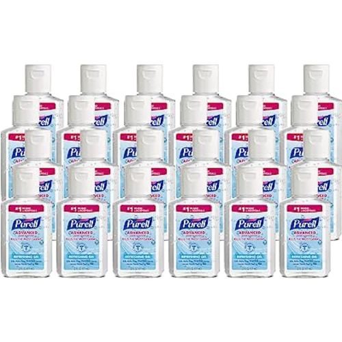 Purell Advanced Hand Sanitizer Refreshing Gel, Clean Scent, 2 fl oz Travel Size Flip-Cap Bottle (Pack of 24) - 9605-24