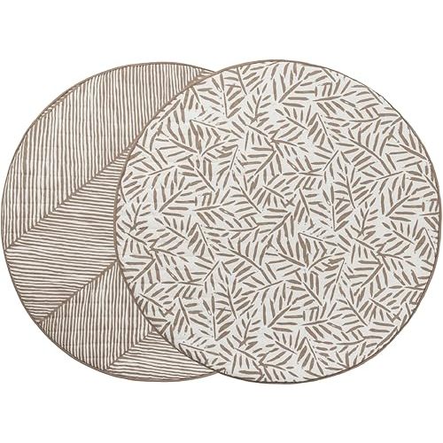 Toddlekind Organic Cotton Reversible Play Mat – 48" Handmade Blanket for Floor Activities, Tummy Time, Nursery Decor, and Family Comfort 0m+ Tan (Taupe)