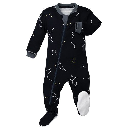 ZIPPYJAMZ Baby Sleepers, Organic GOTS Cotton, Footed Pajamas with Inseam Zipper