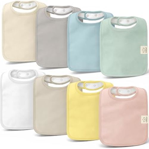 KeaBabies 8-Pack Organic Baby Bibs for Boys, Girls Drool Bibs (Dawn)