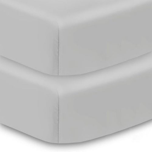 BreathableBaby All-in-One Fitted Sheet & Waterproof Cover, For 52" x 28" Crib Mattress (2-Pack), Gray