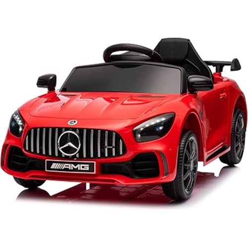 Winado 12V Ride on Car, Licensed Mercedes Benz AMG GTR Battery Powered Electric Vehicle, w/Parent Remote, Wider Seat, LED Lights, Openable Doors, MP3 Player, Smooth Start, 3 Speeds - Red