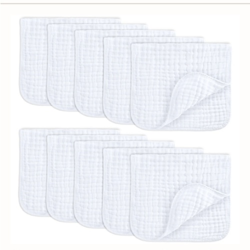 Muslin Burp Cloths in White – Comfy Cubs