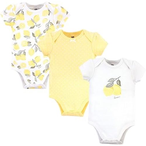 Hudson Baby Unisex Cotton Bodysuits, Lemon, 3-6 Months