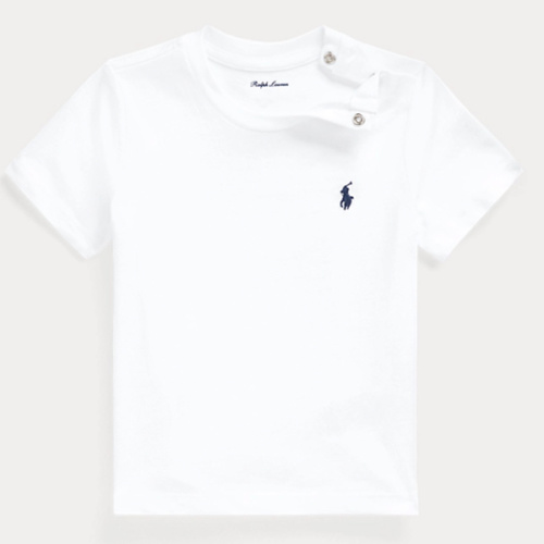 Baby Boy White Cotton Jersey Crewneck Tee | Ralph Lauren