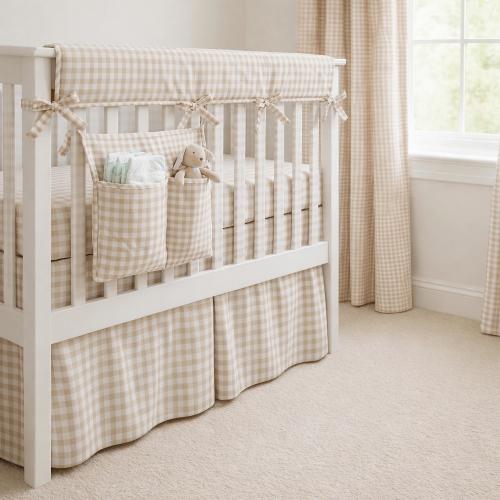 Linen Gingham Crib Skirt. Custom Crib Bedding • Gingham Nursery Skirt • Tailored Crib Skirt • Baby Boy Girl Nursery Décor