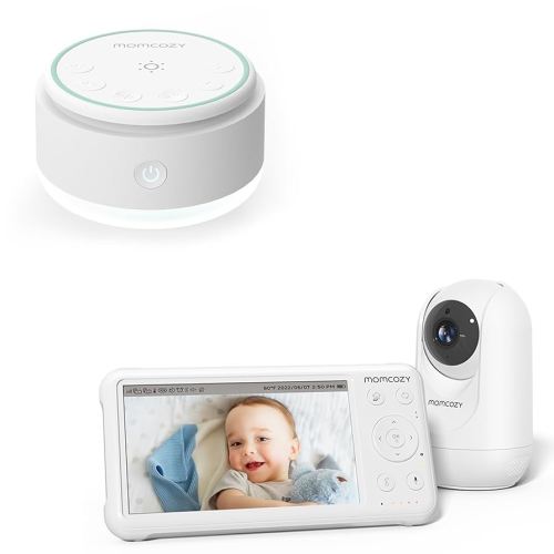 Momcozy Sound Machine for Baby-20 Soothing Sounds & Momcozy Video Baby Monitor, 1080P 5" HD Baby Monitor with Camera and Audio