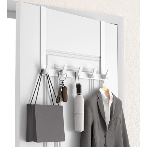 KitchLife Long Over The Door Hooks Hanger with 15.75" Extended Arms, Fits 1 3/8" Doors, L40U - Upgraded Thickened Heavy Duty Bathroom Accessories and Towel Rack Organization - 1 Pack, Glossy White