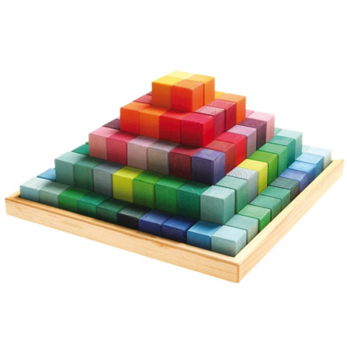 Grimm's Spiel & Holz Large Stepped Pyramid Wooden Math Blocks