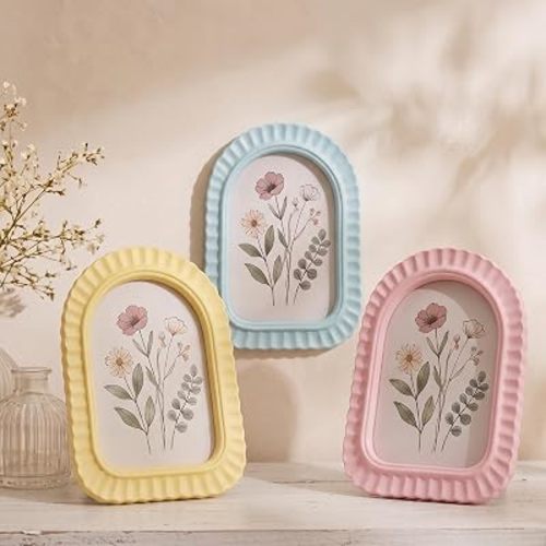 AceOrbit 3 Pcs 4x6 Inch Petal Arched Picture Frame Cute Scalloped