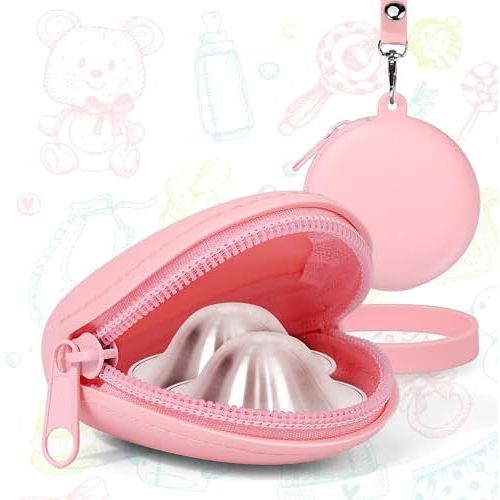 Silver Nursing Cups Case Silicone,Nipples Shield Holder for 16-28mm Breast Feeding Nipple Shield Holder for Sore Nipple Covers Breastfeeding Essentials Must Haves Reusable