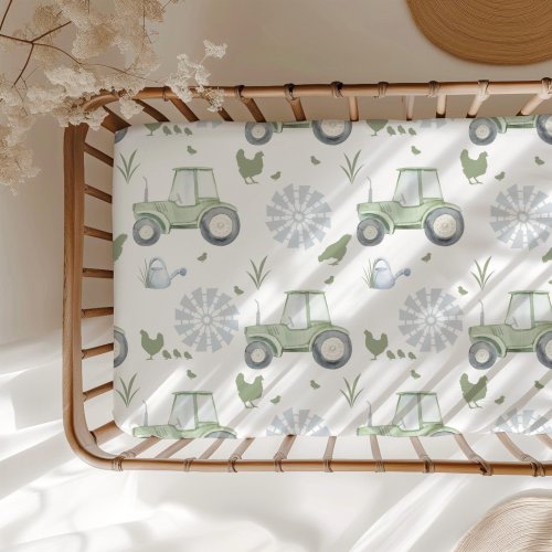 Green Tractor Crib Bedding, Tractor Boy Swaddle blanket, Baby Boy Farm Nursery Bedding Set, Farm Animal Changing Pad Cover, Boy Shower Gift