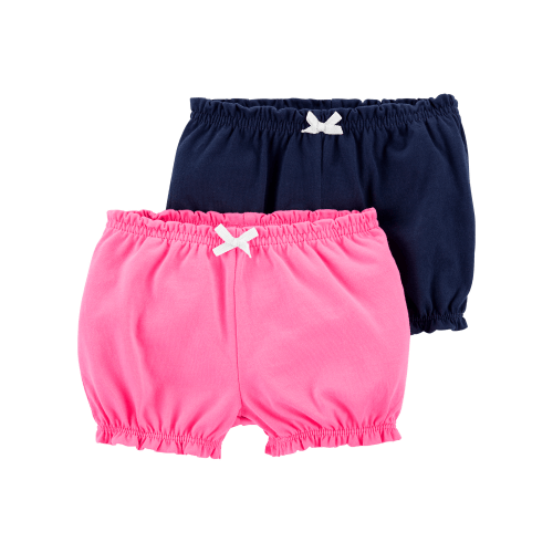 Baby Girl 2-Pack Bubble Shorts - Pink/Navy | Carter's
