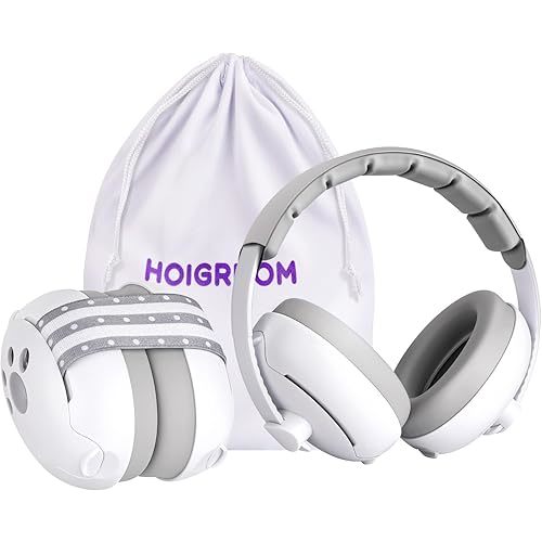 Baby Headphones for Noise, 2-in-1 Baby Ear Muffs Noise Protection for Ages 0-48 Months with Adjustable Headband Infant, Baby Hearing Protection Earmuffs for Outdoor, Sleep, Airplane & Music Festivals
