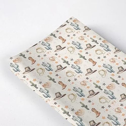 Western Theme Baby Changing Pad Cover,Unisex West Cactus Hats Stars Nursery Diaper Changing Table Pad Mat Sheet for Boys Girls-16x32