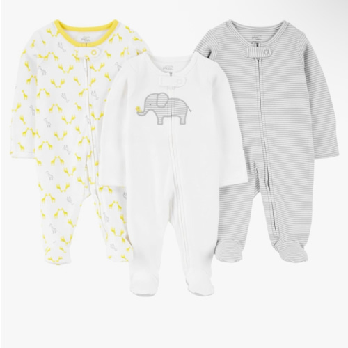 3-pack Sleep and Play zip up