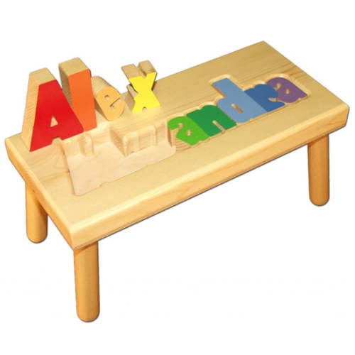 Personalized Puzzle step stool large SOLID wood