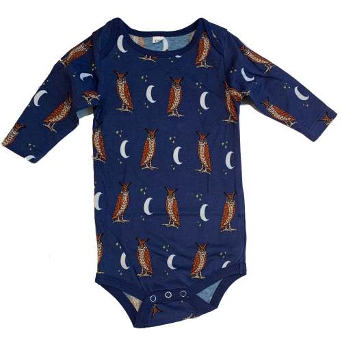 Great Horned Owl Baby Onesie with Long Sleeves