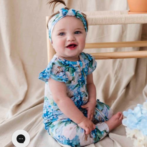 Once in a Blue Bloom Cap Sleeve Romper