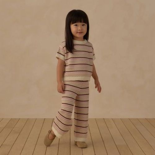 Toddler Girls' 2pc Juniper Shore Striped Sweater Knit Top and Pants Set - Pink 12M
