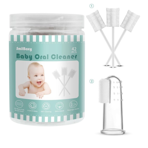 Baby Toothbrush with Absorbent Gauze, Tongue Cleaner, Oral Cleaner for 0-36 Months