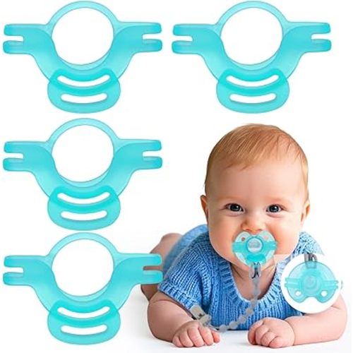 BUSOHA 4 Pack Silicone Pacifier Clip Adapter Rings for Philips Avent Soothie – 2025 New Upgrade Food-Grade Silicone Pacifier Holder Adapter Rings Baby Essentials for Newborns Infants