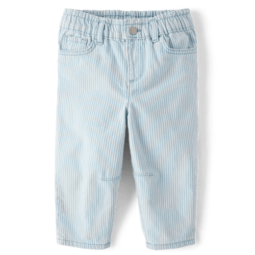 Toddler Girls Railroad Striped Barrel Jeans - Blue