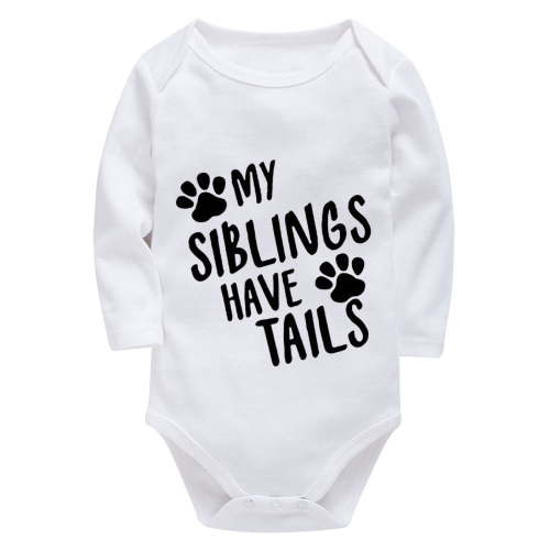 My Siblings Have Tails Newborn Baby Clothes Neutral Long Sleeve Gender Neutral Going Home Outfit Newborn White Baby Onsies0-