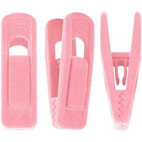 Trgowaul Blush Pink Velvet Hangers Clips, Pants Hangers Velvet Clips, Strong Finger Clips Perfect for Thin Velvet Hangers (20 Pcs, Blush)
