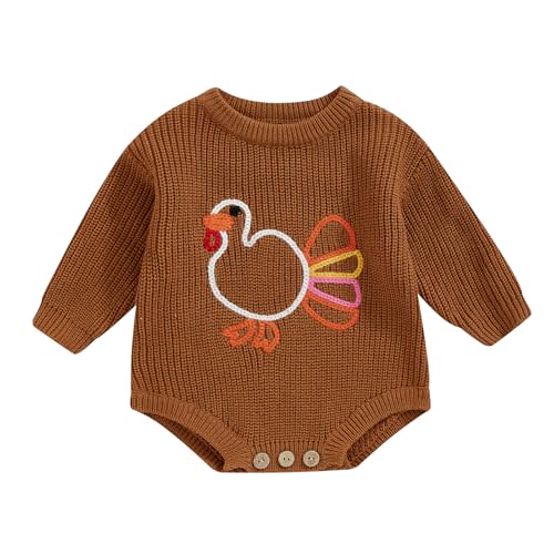 BemeyourBBs Newborn Baby Boy Girl Halloween Sweater Knit Long Sleeve Embroidery Oversized Sweater Romper Warm Fall Clothes