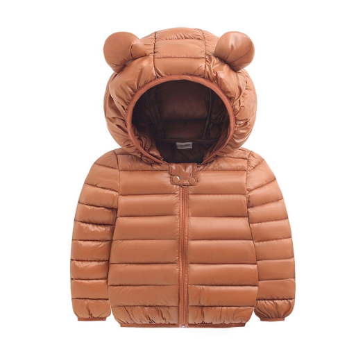 PatPat Baby Coat Toddler Boys Girls Winter Jackets Stylish 3D Ear Print Solid Hooded Coats, Brown, 6-9 Months
