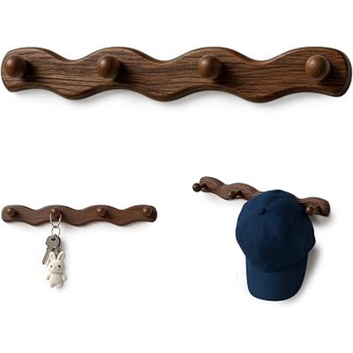 Wall Mounted Coat Rack with 4 Hooks Black Walnut Wooden Wall Coat Hooks for Hanging Coats Backpacks Rustic Entryway Coat Hanger