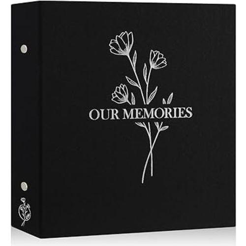 Lanpn Photo Album 4x6 600 Pockets, Large Capacity Linen OUR MEMORIES Hardcover Large Photo Book Photobook that Holds 600 Vertical and horizontal Pictures Black