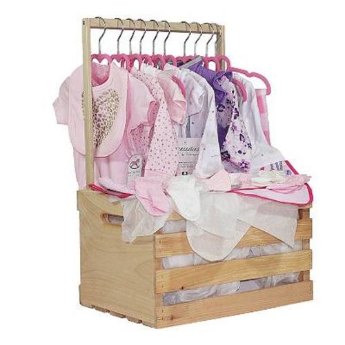 NEW! 43 Piece Infant Girl Clothing Baby Shower Gift Crate Wardrobe