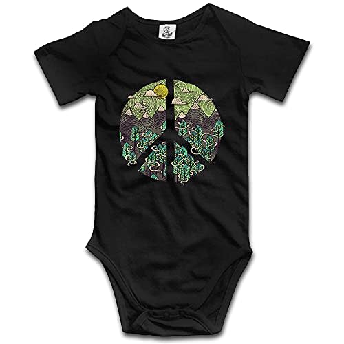 DOQOSESHY Nature Peace Sign Baby Climbing Short Sleeve Bodysuit Infant Cotton Long Sleeve Jumpsuit, 3 Months
