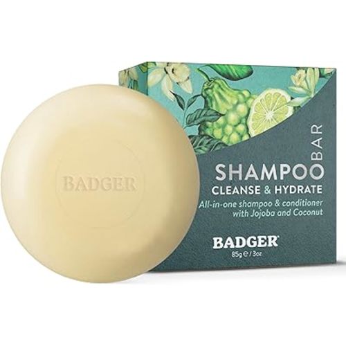 Badger - Jojoba & Baobab Conditioning Shampoo Bar, Natural Vegan Hair Bar, 3 oz