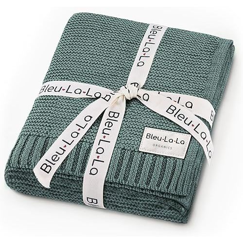 Heritage Knit 100% Organic Cotton Baby Swaddle Blanket for Boys and Girls - Soft Warm Cozy Unisex Receiving Cuddle Blanket for Newborns, Infants & Toddlers (Hunter Green, 0-2 Years)