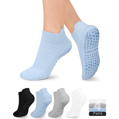 YeuG 4/6 Pairs Pilates Socks for Women - Non Slip Grip Socks for Yoga, Barre, Hospital, Barefoot