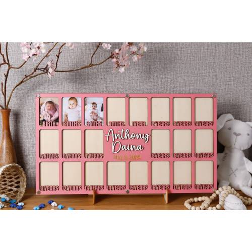 Birth to 18 Picture Frame, School Years from Newborn to Graduation Photo Keepsake, 22 Photo Collage Frame, Senior Picture, Baby Shower Gifts