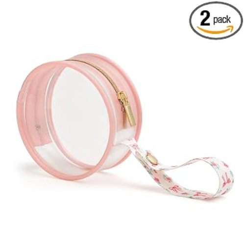 Itzy Ritzy Clear Pacifier Case with Clip Strap, Holds 2 Pacifiers (Bows)