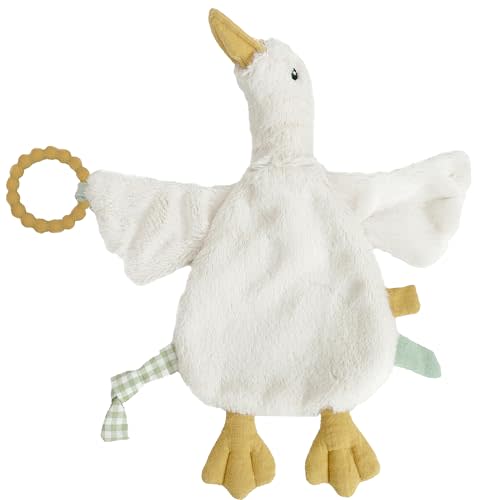 Mon Ami PRU Goose Teether Lovie - 12" | Baby Security Blanket with Silicone Teether | Soft Plush Lovey for Teething Relief & Comfort
