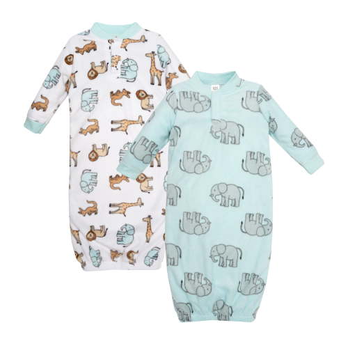Hudson Baby Fleece Gowns, Cute Safari, 0-6 Months