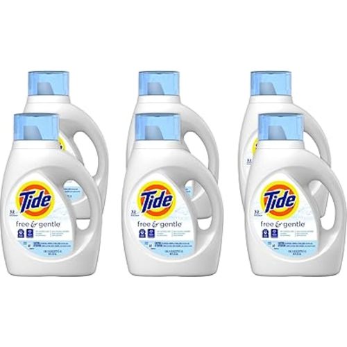 Tide Free And Gentle Laundry Detergent, 32 Loads, 46 Oz Bottle, 6/carton