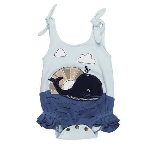 Organic Appliqué Bodysuit in Whale