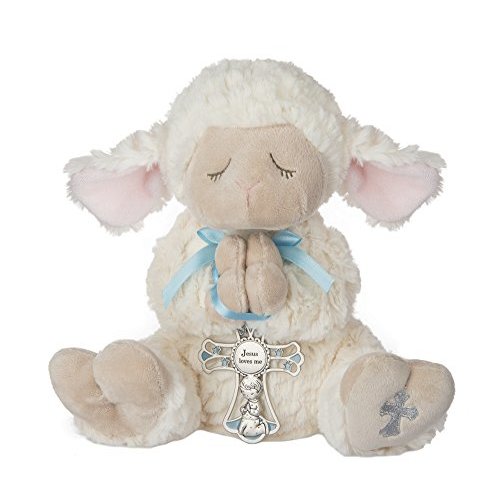 Ganz Serenity Lamb With Crib Cross Christening or Baptism Gift (Blue (Boy))
