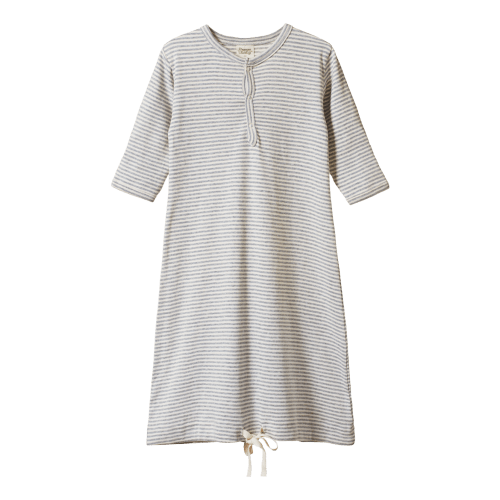 Cotton Sleeping Gown (Newborn, Gray Stripe)