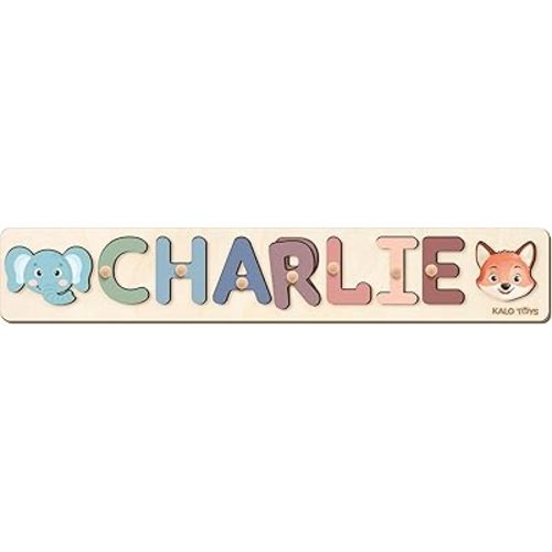 Personalized Name Puzzle For Kids - Easter Basket Stuffers for Toddler - The Perfect Personalized Baby Gift & Montessori Toy With Adorable Animals - Personalized Gift For Kids NP63