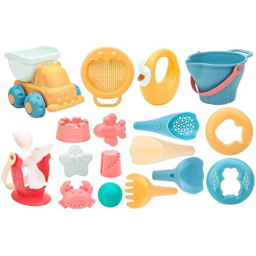 17-Piece Kids Beach Toy Includes Bucket, Sand Molds, and Tools – Builders Howe